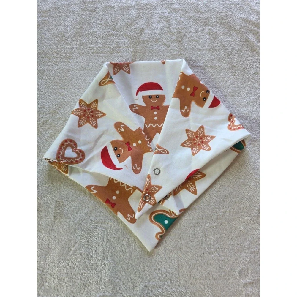 Patpat Gingerbread Dog 2 Snap Bandana Christmas Stocking Gift Grooming Holiday